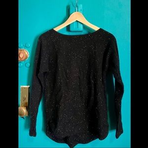 Cashmere boat neck sweater black heather xs